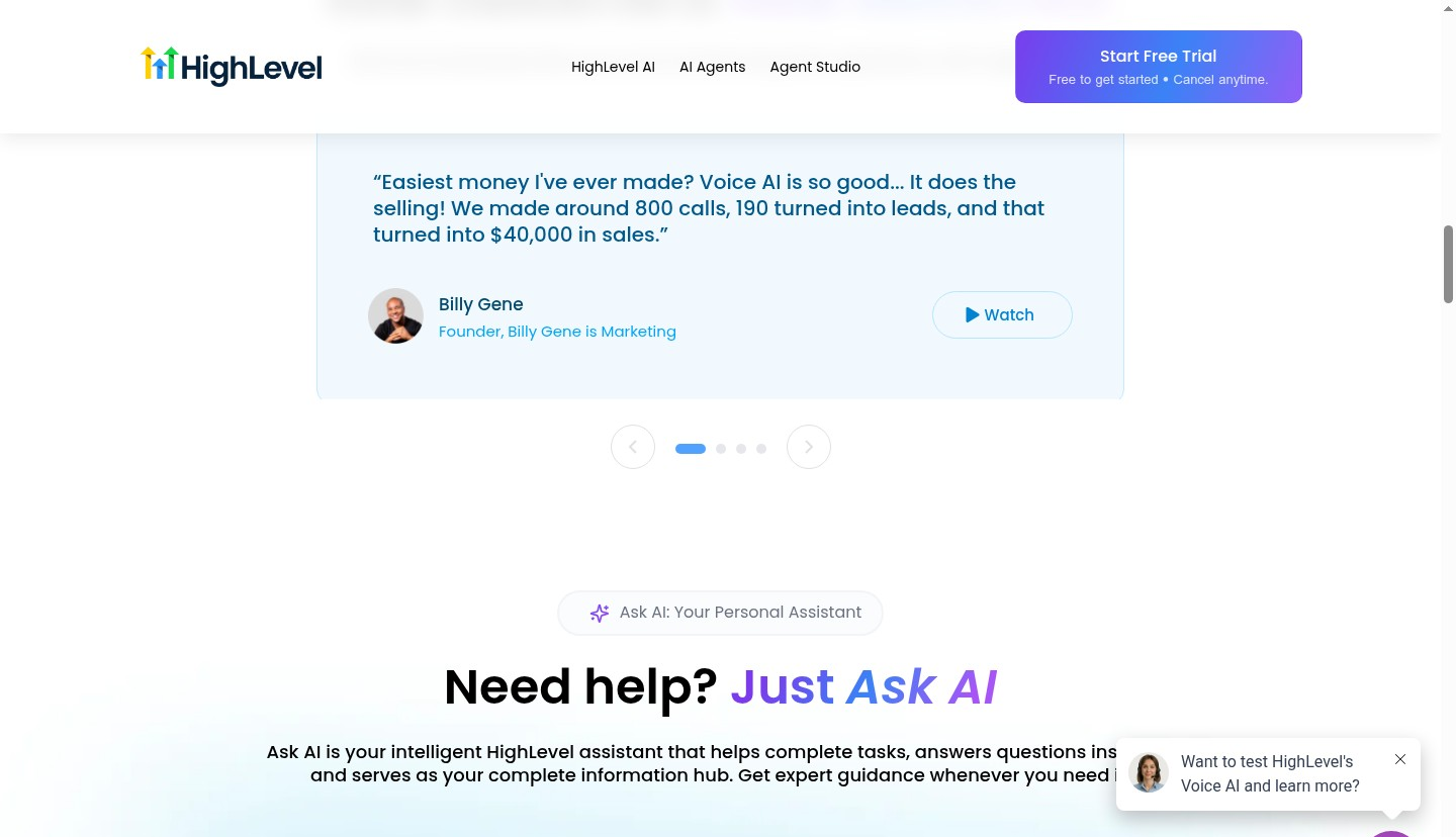 GoHighLevel Voice AI and Agent Studio - custom AI agents for inbound call handling, lead qualification, and multi-channel conversation automation across phone, SMS, email, and webchat