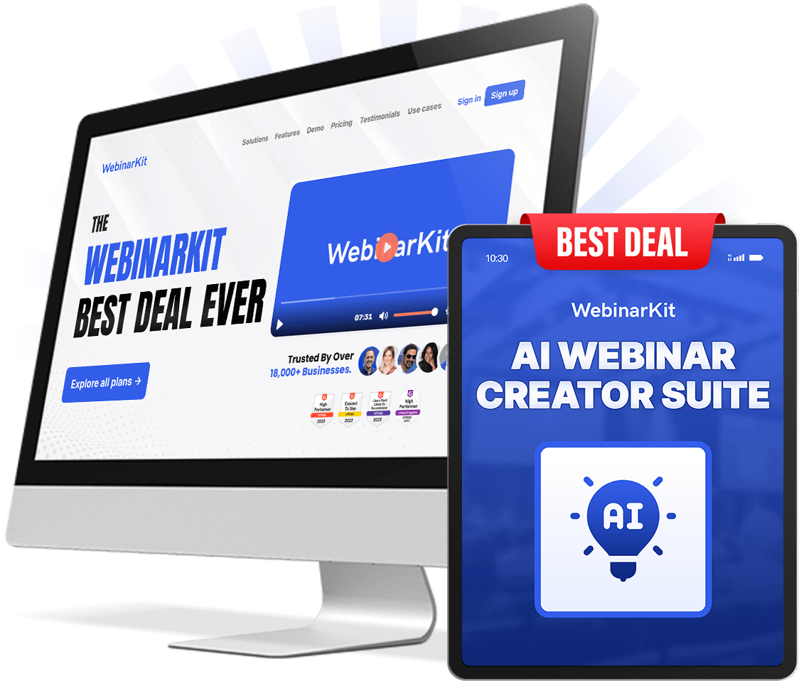 WebinarKit AI Creator Suite generating complete webinar presentations with AI-built slides and design